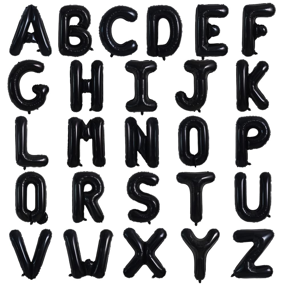 TONIFUL Black Letter Balloons 2 Set 16 Inch A-Z Custom Alphabet Banner
