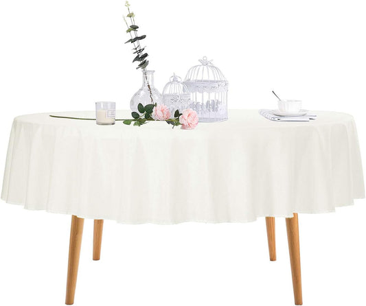 Ascoza 2pack 60 Inch Ivory Rectangular Tablecloth in Polyester Fabric for Wedding/Banquet/Restaurant/Parties