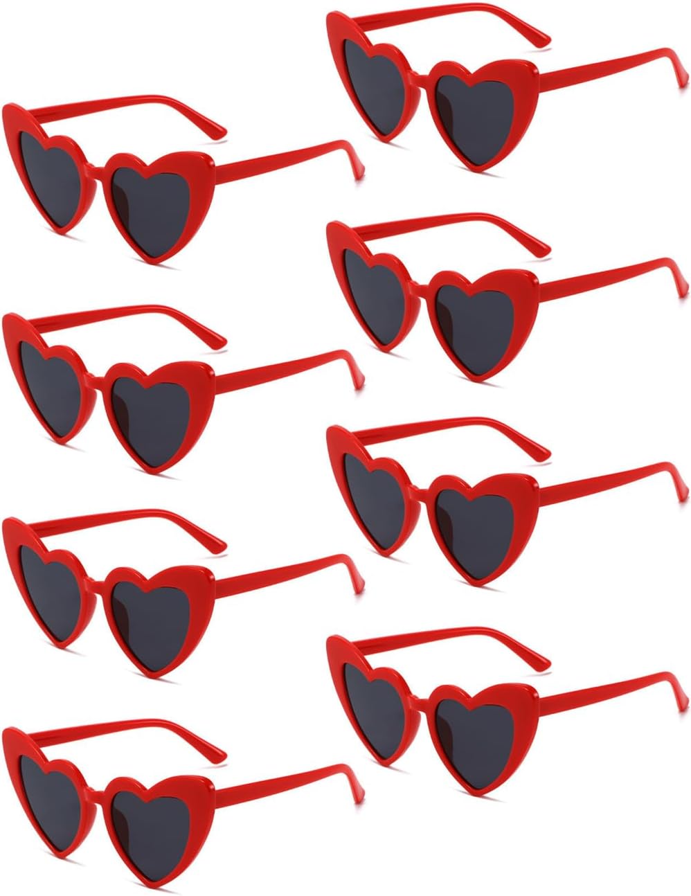8 Pack Heart Sunglasses Vintage Cat Eye Heart Glasses Retro Bachelorette Bride Sunglasses Bulk for Women