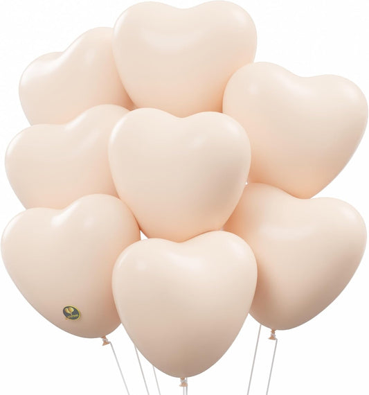 AFTERLOON® Biodegradable Balloons 24 pcs Pastel Peach 10 Inch Heart Shaped, Thickened Extra Strong Natural Latex Helium Float, Proposal Marriage Love Baby Shower Gender Reveal Wedding Bridal