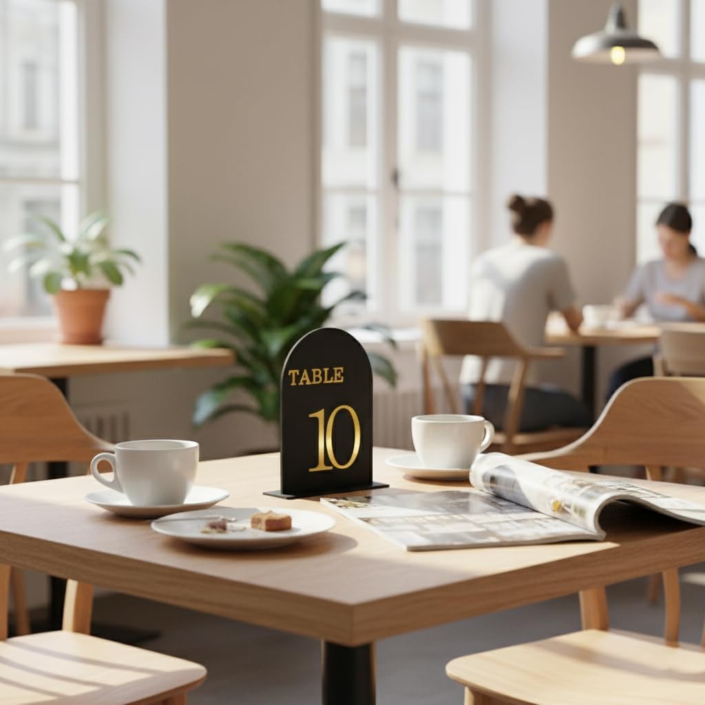 Arch Wedding Table Numbers 1-10 with Stands, 5" X 7" Double Sided Acrylic Wedding Sign Holders, Durable Non-Fading Table Number for Wedding Reception, Events, and Centerpieces