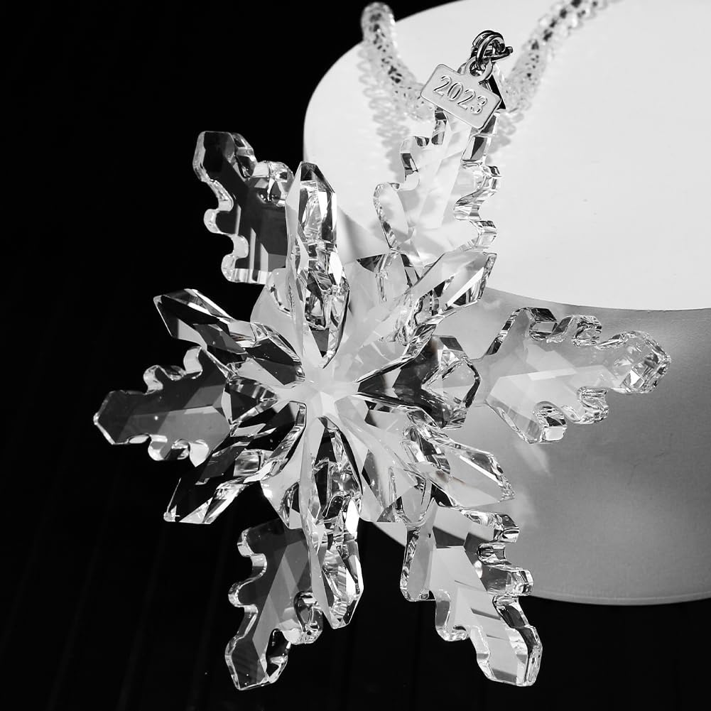 2024 Christmas Ornaments Crystal Snowflake Ornaments Annual Edition Christmas Tree Ornament Home Gifts (2024-Transparent)