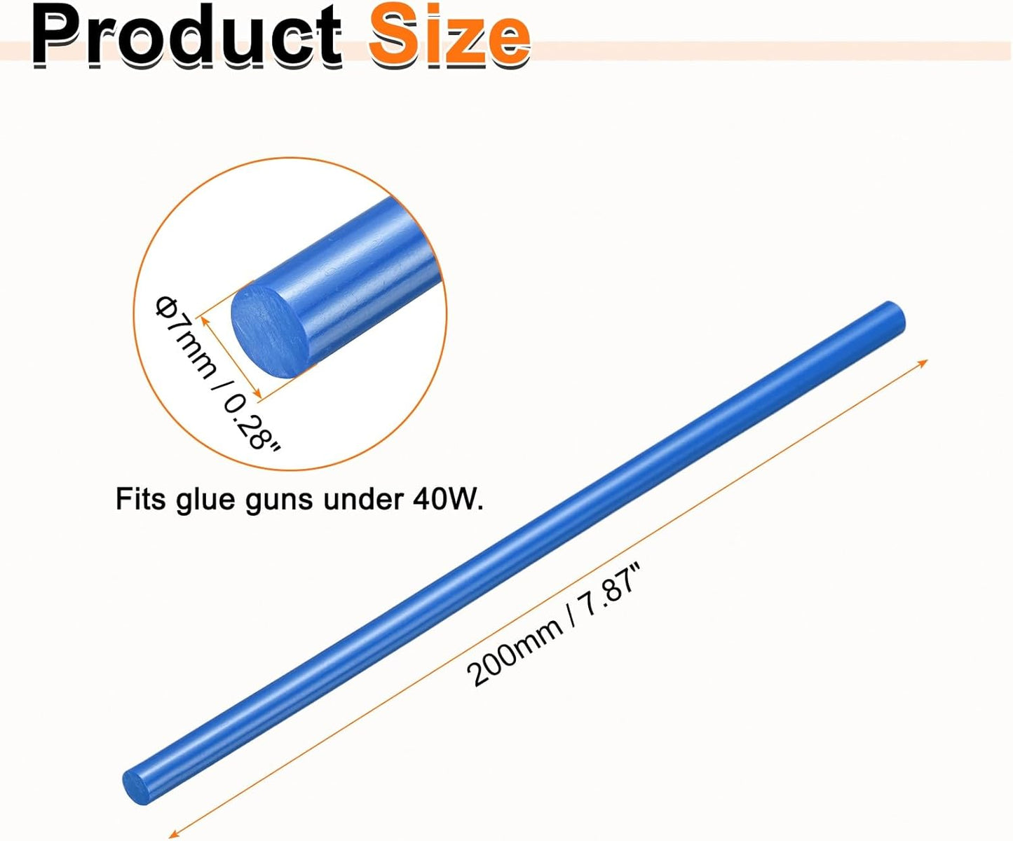 HARFINGTON 10pcs Hot Glue Sticks 0.28" Dia x 7.87" Long EVA Mini Hot Melt Adhesive Glue Stick for Hot Melt Gun Wood Plastic Glass Flowers Fabrics Foam, Blue