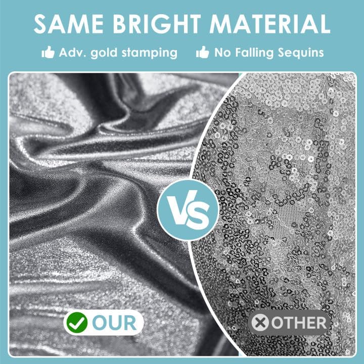 gogoparti 10x10FT Charcoal Silver Sequin Backdrop Curtain - 2 Panels of 5x10FT Wrinkle-Free Glitter Drapes for Photography, Birthdays, Weddings & Graduations