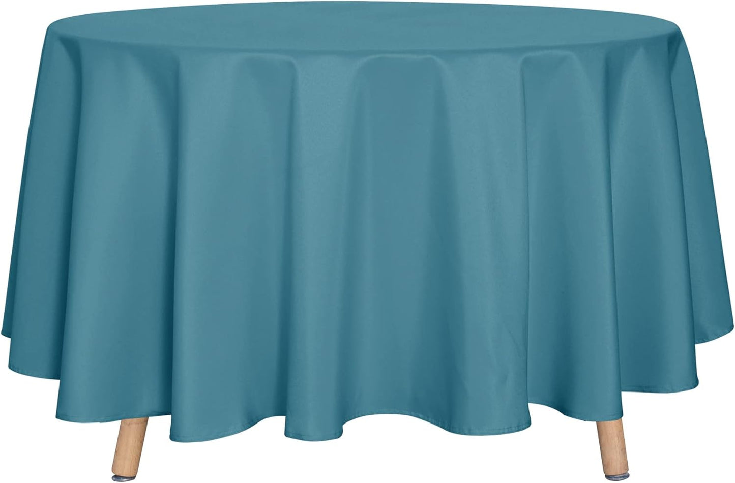 sancua Round Tablecloth - 90 Inch - Water Resistant Spill Proof Washable Polyester Table Cloth Decorative Fabric Table Cover for Dining Tables, Buffet Parties and Camping, Teal