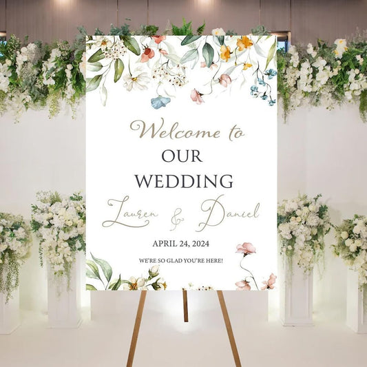 Welcome To Our Wedding Sign, Personalized Wedding Welcome Sign, Wildflower Wedding Welcome Sign, Floral Wedding Welcome Sign Decor, Wedding Event Party Welcome Sign, Welcome Wedding Sign