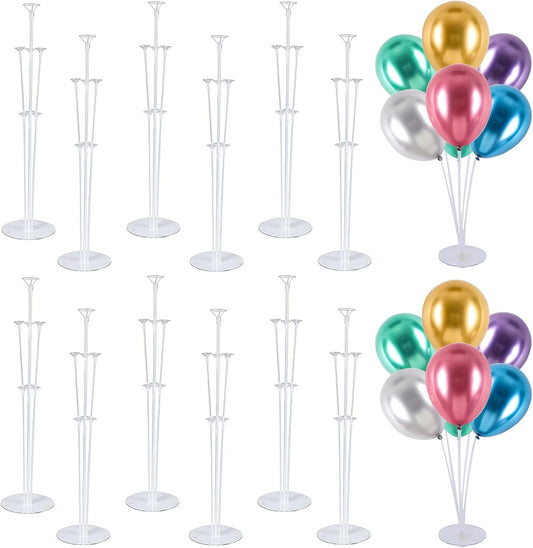 12 Set Balloon Stand Kit - Balloon Sticks With Base for Table Balloon Centerpiece Decorations for Birthday Graduation Gender Reveal Baby Shower Party Decorations