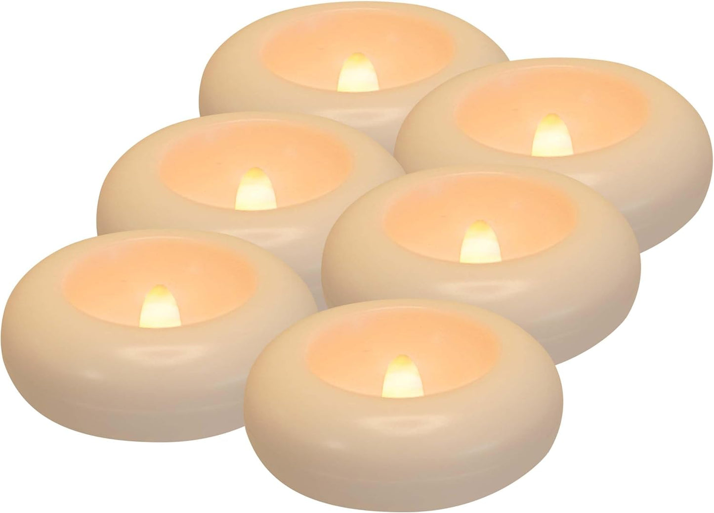 Aignis 6pcs Flameless LED Floating Candles, 120+ Hours Glow Time, 3 Inch Plastic Battery Operated Tealights, Cozy Warm White Light for Romantic Pool/Bathtub/Hot Bath/Wedding Centerpiece Decor