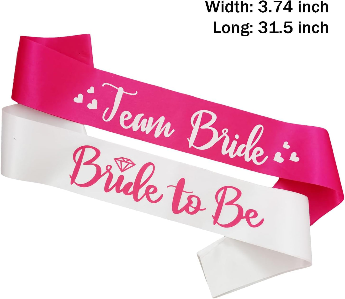 7 Pack Bachelorette Sashes Hot Pink, 1 White Bride to Be Sash and 6 Team Bride Sashes Bridal Shower Sash Fun Bridesmaid Sashes for Bachelorette Wedding Party