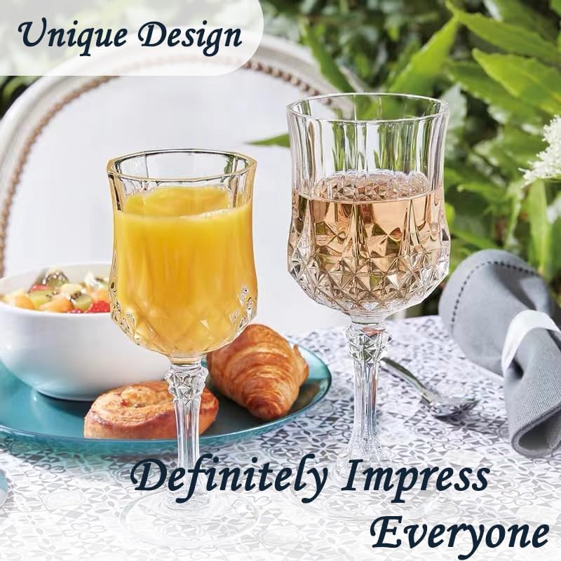 Plastic Wine Glasses，Plastic Goblets Vintage Style Cordial Drinking Glasses for Wedding Reception, Grand Event Party Supplies (48, transparent)