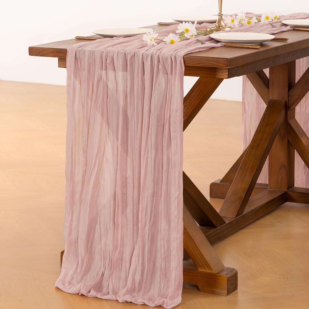 Pink Cheesecloth Table Runner Summer Boho Wedding Birthday Party Home Decor