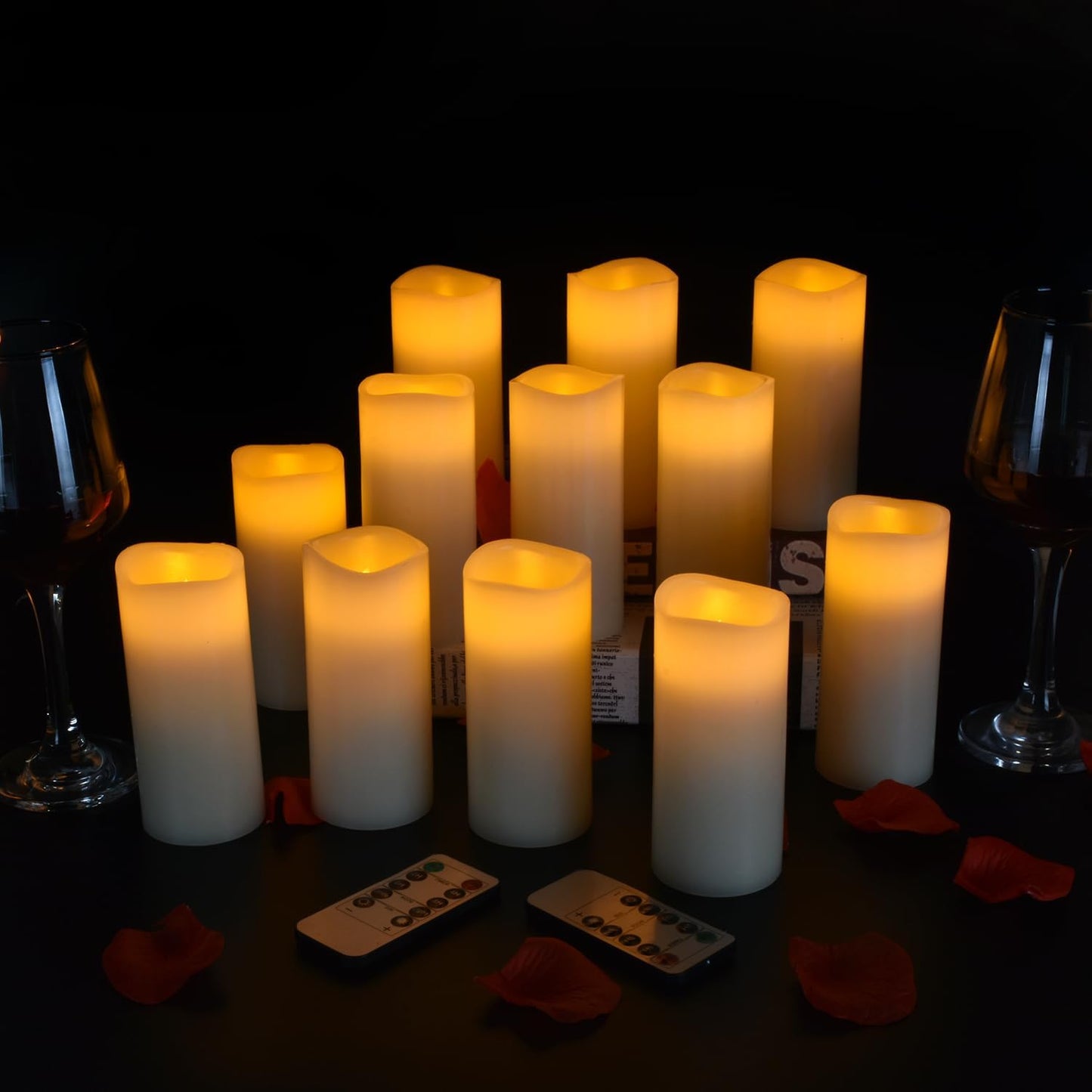Vinkor Flameless Candles Battery Operated Candles Real Wax Pillar LED Candles with 10-Key Remote and Cycling 24 Hours Timer (Ivory Set of 12 （D2.2 X H 5"）)