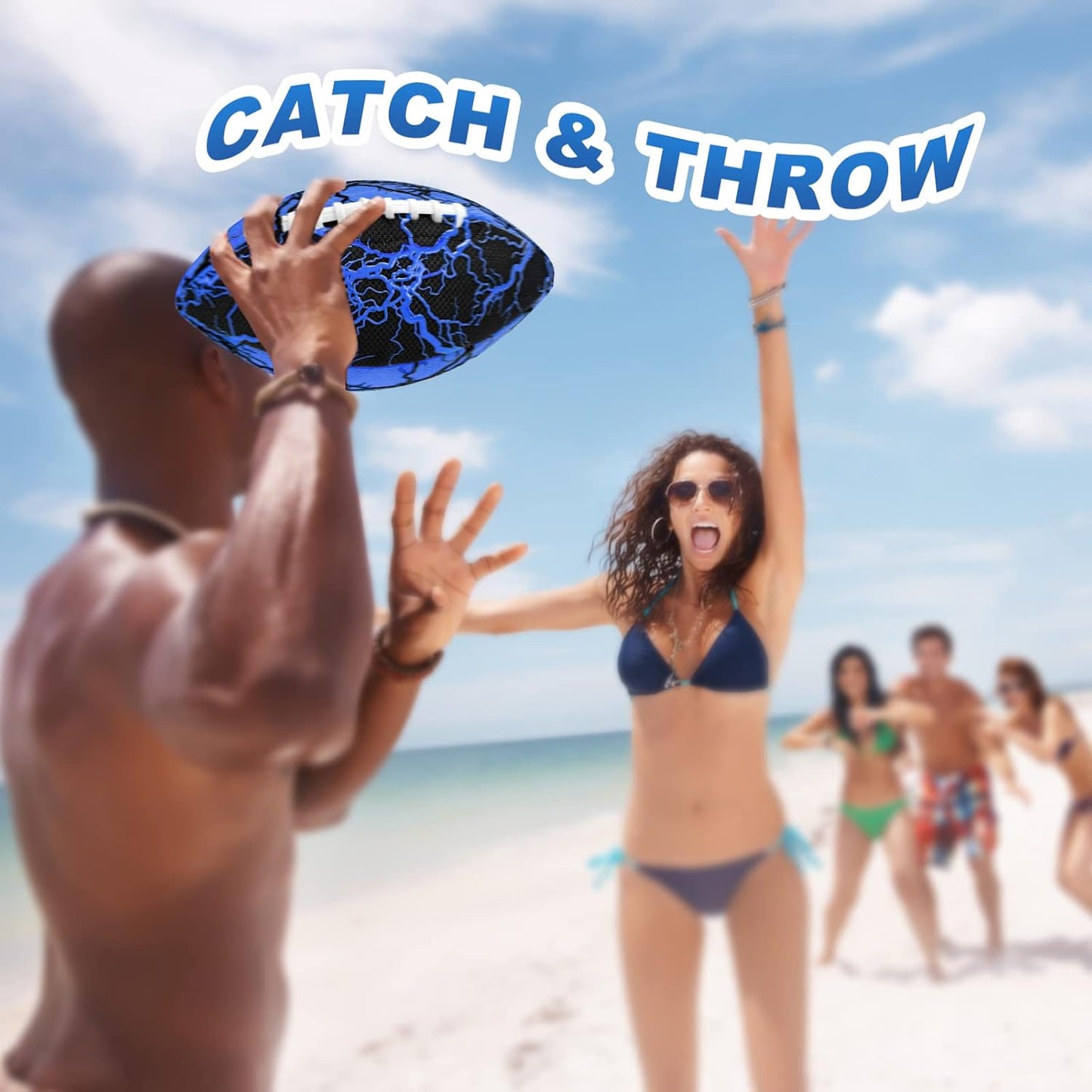 Jasonwell Pool Beach Water Football - Strong Grip Waterproof Soft Football for All-Weather Play Pool Toys Beach Games Backyard Outdoor Sports Toy Christmas Birthday Gifts for Kids Boys Teens Adults