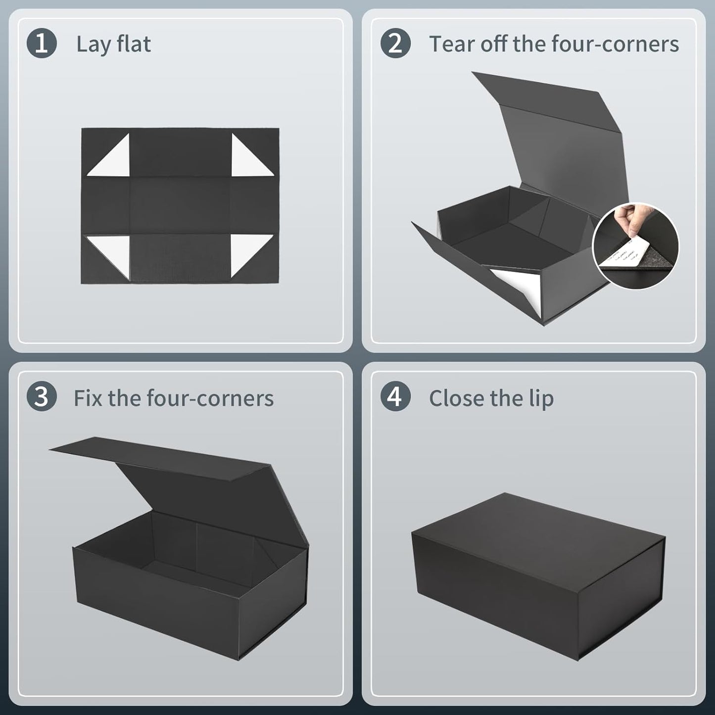 Large Black Gift Box,13.75"x9"x4.5", Gift Boxes with Magnetic Lids for Presents Closure Gift Packing for Birthday,Christmas, Halloween,Wedding,Bridal Gifts,Mother's Day Gift Packging