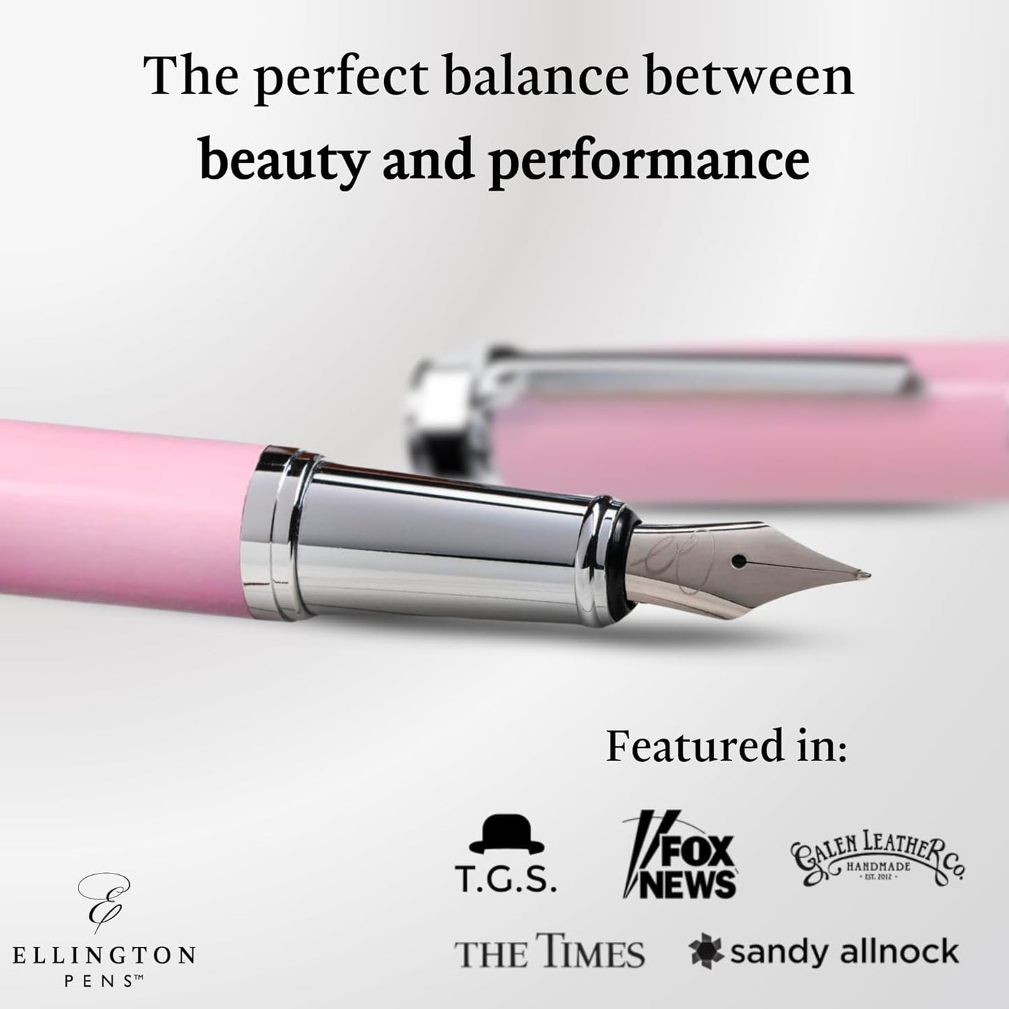 Ellington Pens Luxury Fountain Pen Set- Fountain Pens for Writing - Smooth Medium Nib - Includes Refillable Ink Converter, 3 Ink Cartridges [Black & Blue], Gift Box - Elegant Calligraphy