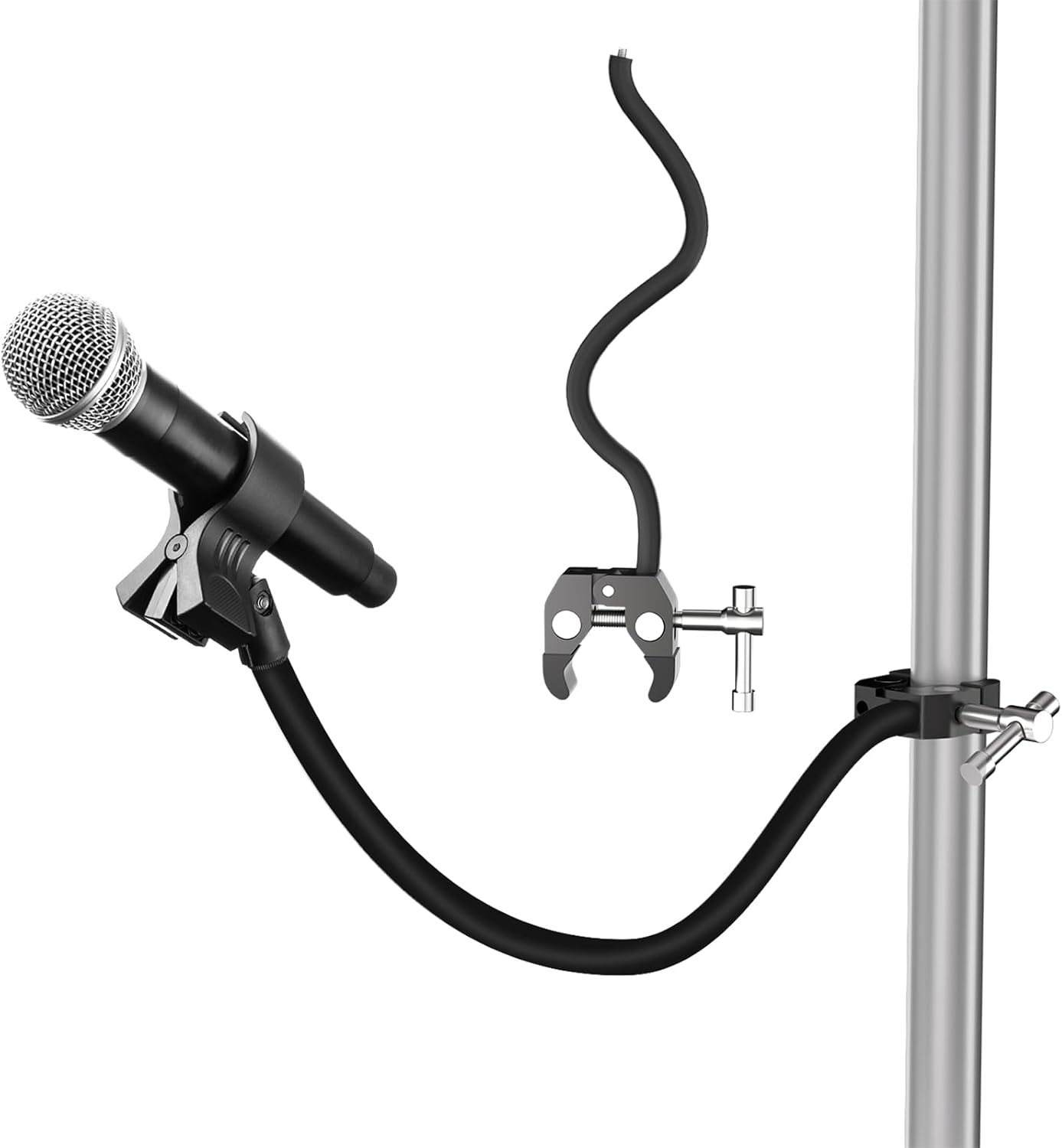 Gooseneck Microphone Stand,19.69" Flexible Adjustable Arm Super Crab Clamp Mic Clip 3/8"-16 to 5/8"-27 Adapter Mount,Compatible with Shure/Fifine / AT2020 / Pyle/Blue Snowball/Razer