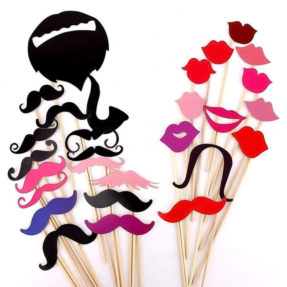 Party Props for Photo Booth Birthday Wedding Kids Adult Prom 58 Pcs, Rowae DIY Funny Costumes with
