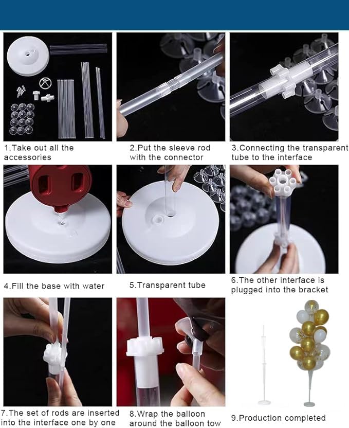 Leesoot 2 Sets 74inch Gold Floor Balloon Column Kit Stand with Balloon Backdrop Decoration for Graduation, Wedding, Birthday, Baby Shower, Gender Reveal Party