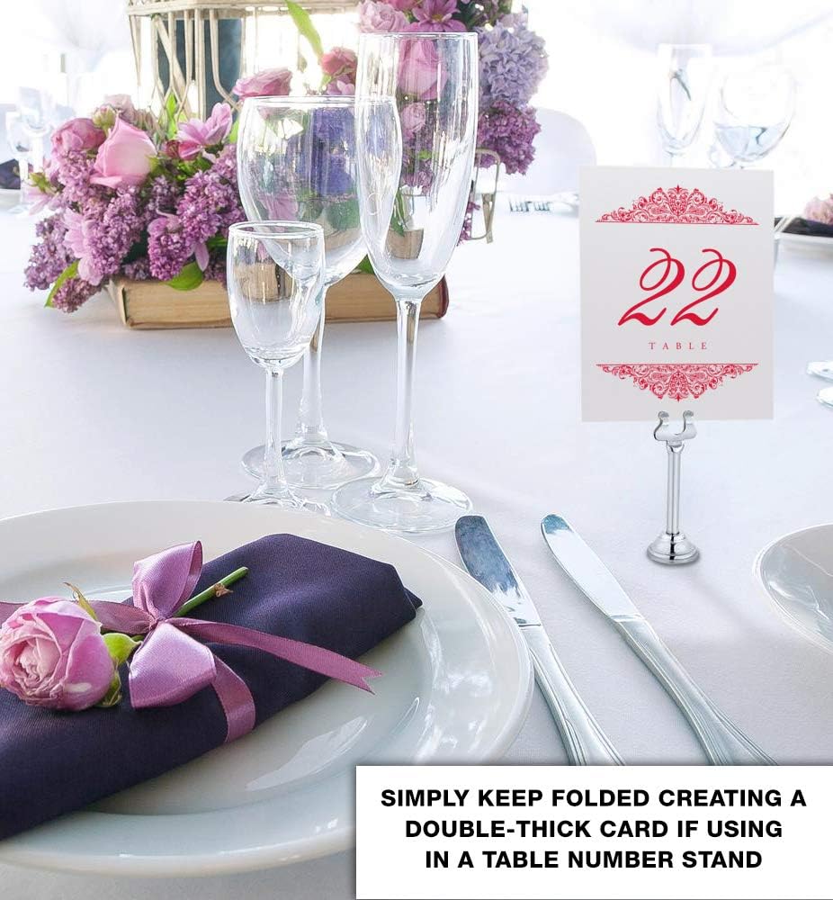 Paisley Wedding Table Numbers (Select Color/Quantity), Champagne, Ruby Red, 1-25, Double Sided, Tent or Use in a Stand, Great for Parties & Restaurants - Made in the USA