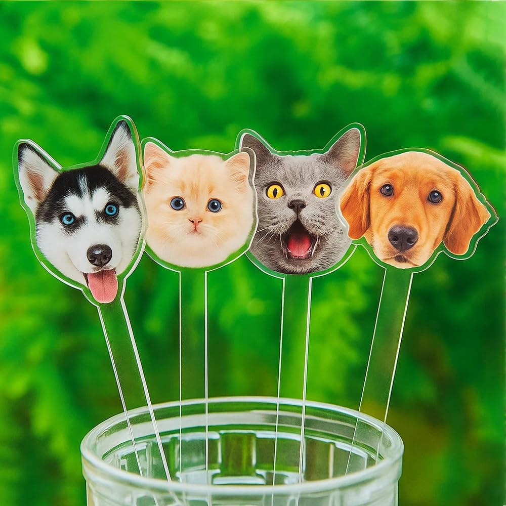 Personalized 50 pcs Wedding Pet Stir Sticks, Custom Double-Sided Dog Cat Stir Sticks, Wedding Acrylic Cocktail Drink Stirrer, Decor Birthday, Weddings, Retirement, Bachelorette Parties