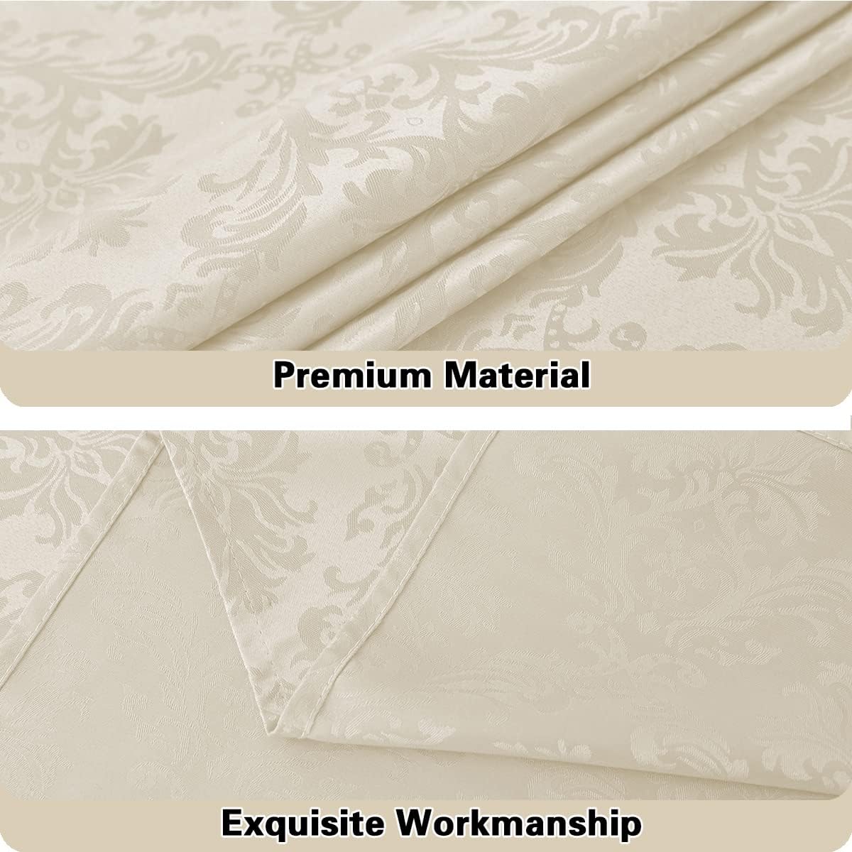 SASTYBALE Jacquard Tablecloth Rectangle 60 x 84 Inch Beige, Waterproof Dust Resistant Damask Table Cloth, Washable Fabric Table Cover for Dining Room, Party, Indoor, Outdoor (Off White, Oblong)