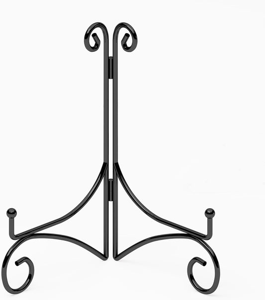 Plate Stand for Display with Hinged Folding Design, 6 Inch Picture Stands for Tables, Small Easels for Displaying Book, Art Piece, Photo and Platter, 6?™â€?Black