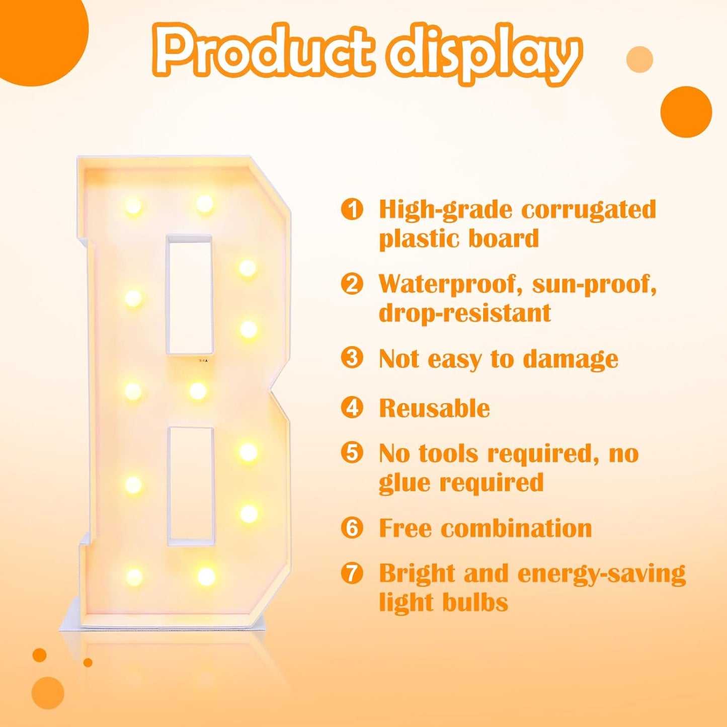 4ft Marquee for Letters B, Neon Sign, Plastic, 4 Feet Tall, Modern, Celebratory