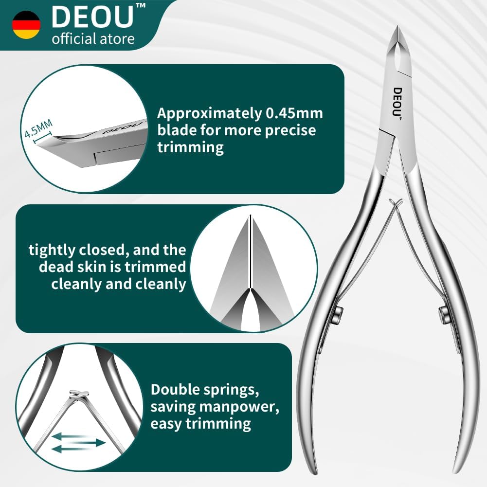 DEOU professional cuticle scissors, salon manicure tools, stainless steel eyelash trimmer, Manicurist nail care blade, extremely sharp, for women's manicure (Cuticle scissors + Gift box)
