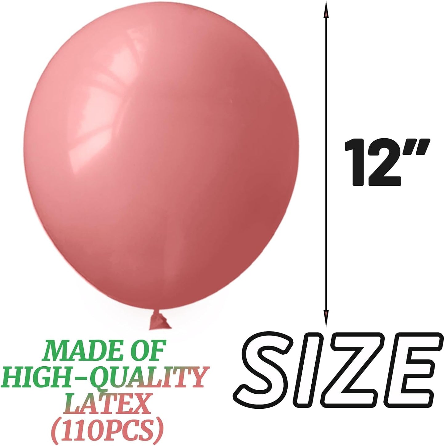 110pcs Dusty Pink Balloon 12 Inch, Brush Pink Latex Balloons for Birthday Party Baby Shower Wedding(with 2 Ribbons).