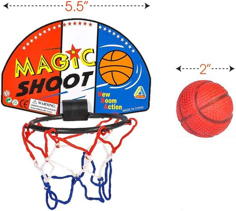 ArtCreativity Mini Basketball Game (12 Sets) Each Set Includes 1 Mini Ball, 1 Back Board Net, & Mounting Tape, Indoor Basketball Hoop for Kids, Basketball Party Favors, Best Gift for Boys and Girls