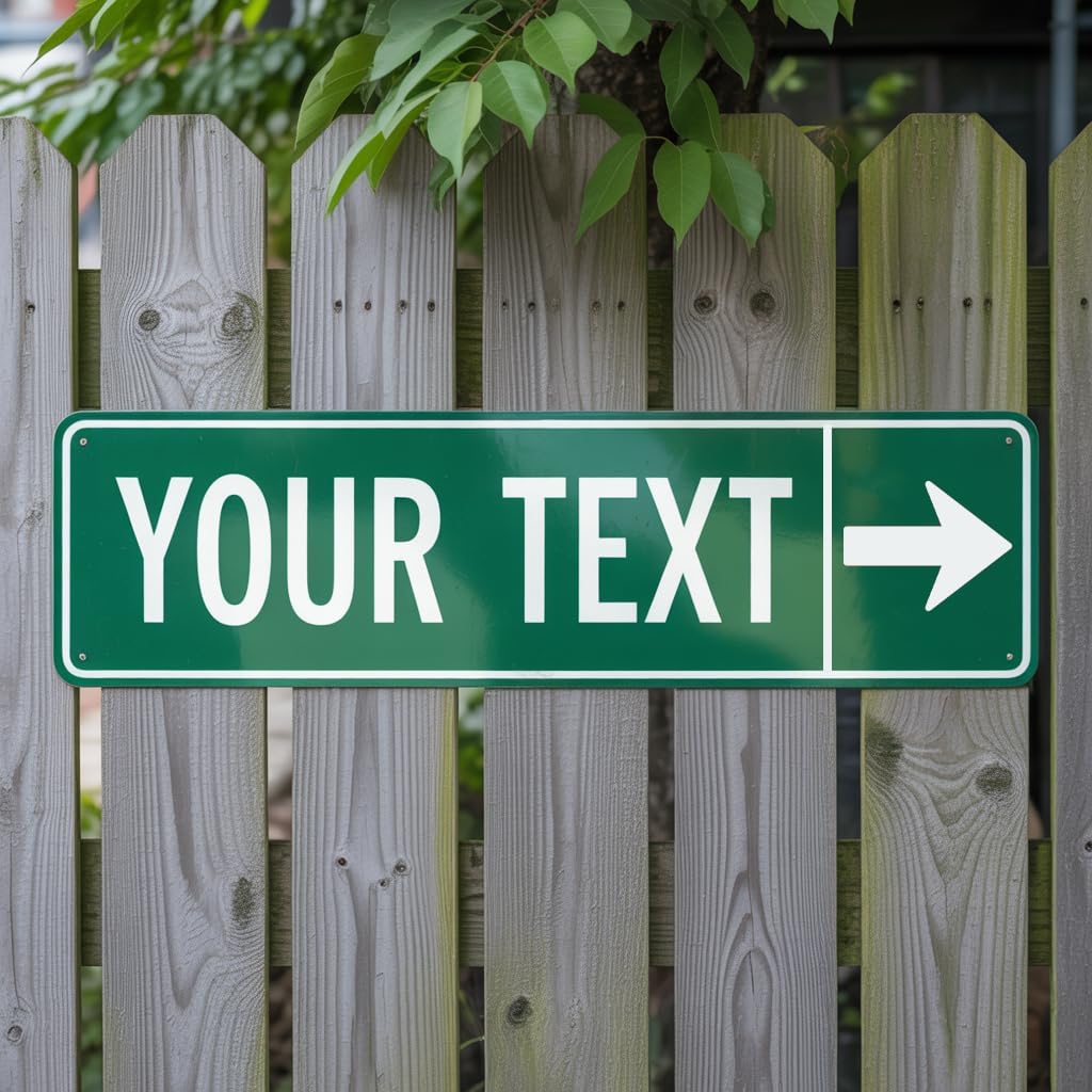 Custom Street Signs, Reflective Option, Single/Double Sided, Outdoor Metal Signs with Direction Arrow, Personalized Rust Free Aluminum, UV Protected & Weatherproof - 4x18 Inch