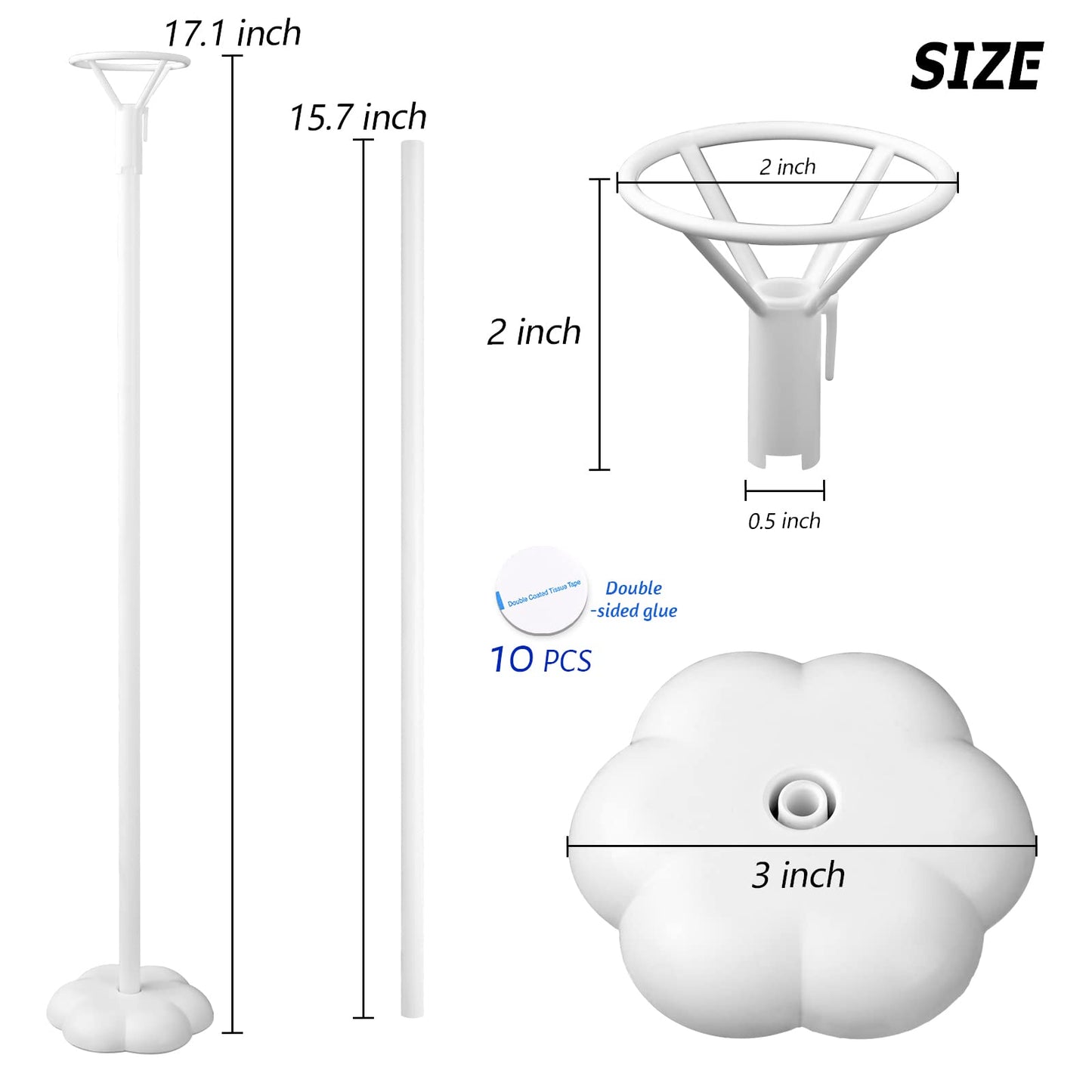 Sakolla 10 Sets Balloon Stick Stand, Holder with Base for Table Desktop Centerpiece, Birthday