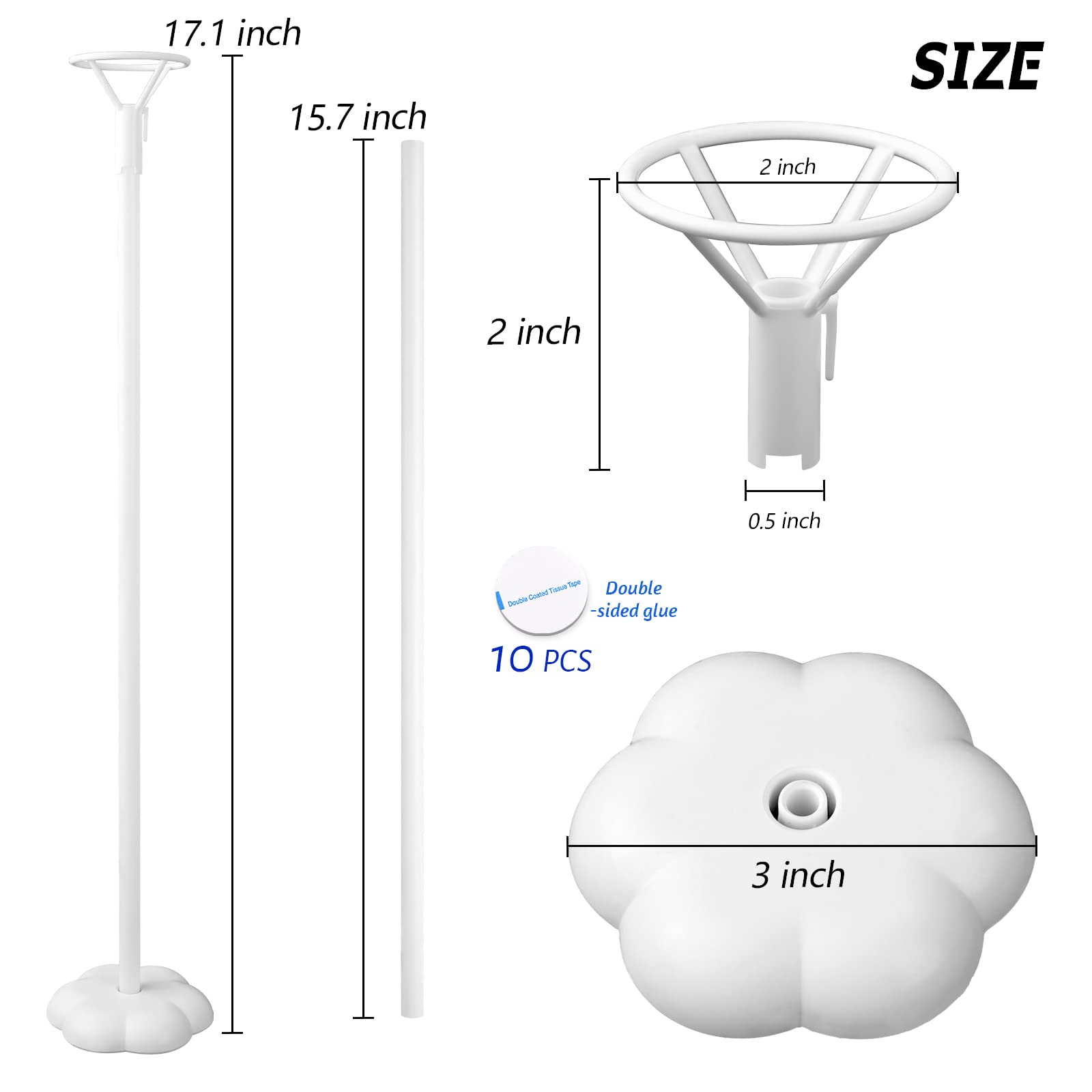 Sakolla 10 Sets Balloon Stick Stand, Holder with Base for Table Desktop Centerpiece, Birthday