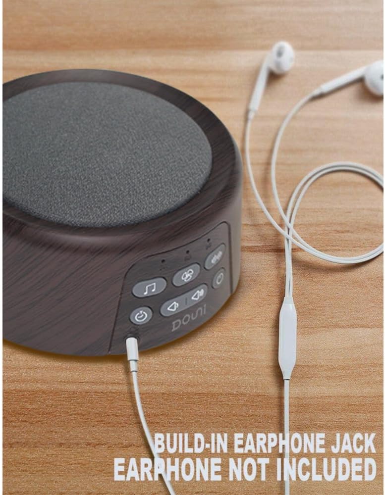 White Noise Machine - Sleep Sound Machine with Soothing Sounds Timer & Memory Function for Sleeping & Relaxation, Sleep Therapy for Kid, Adult, Nursery, Home, Office, Travel. Brown Wood Grain