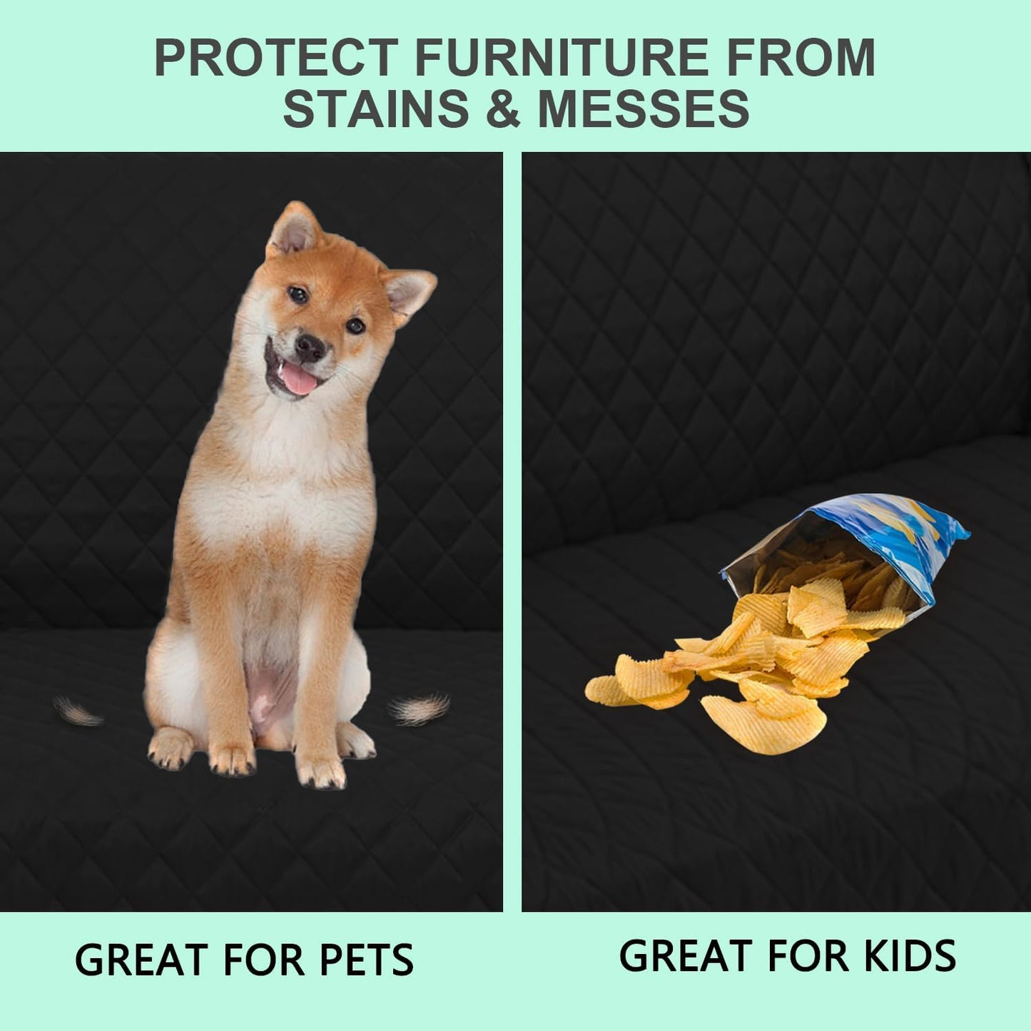 Recliner Chair Covers Reversible Sofa Cover Couch Cover for Pets Lazy Boy Furniture Protector(23''Chair,Black/Grey)