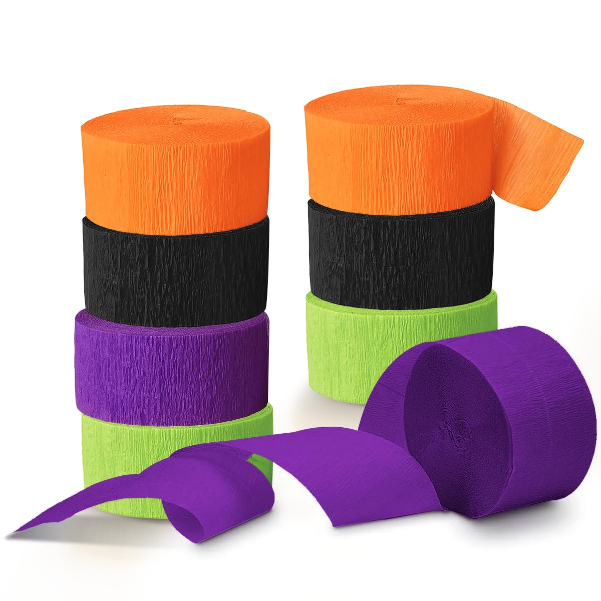 NICROLANDEE Halloween Crepe Paper Streamer Black & Orange 8 Rolls 82ft Long