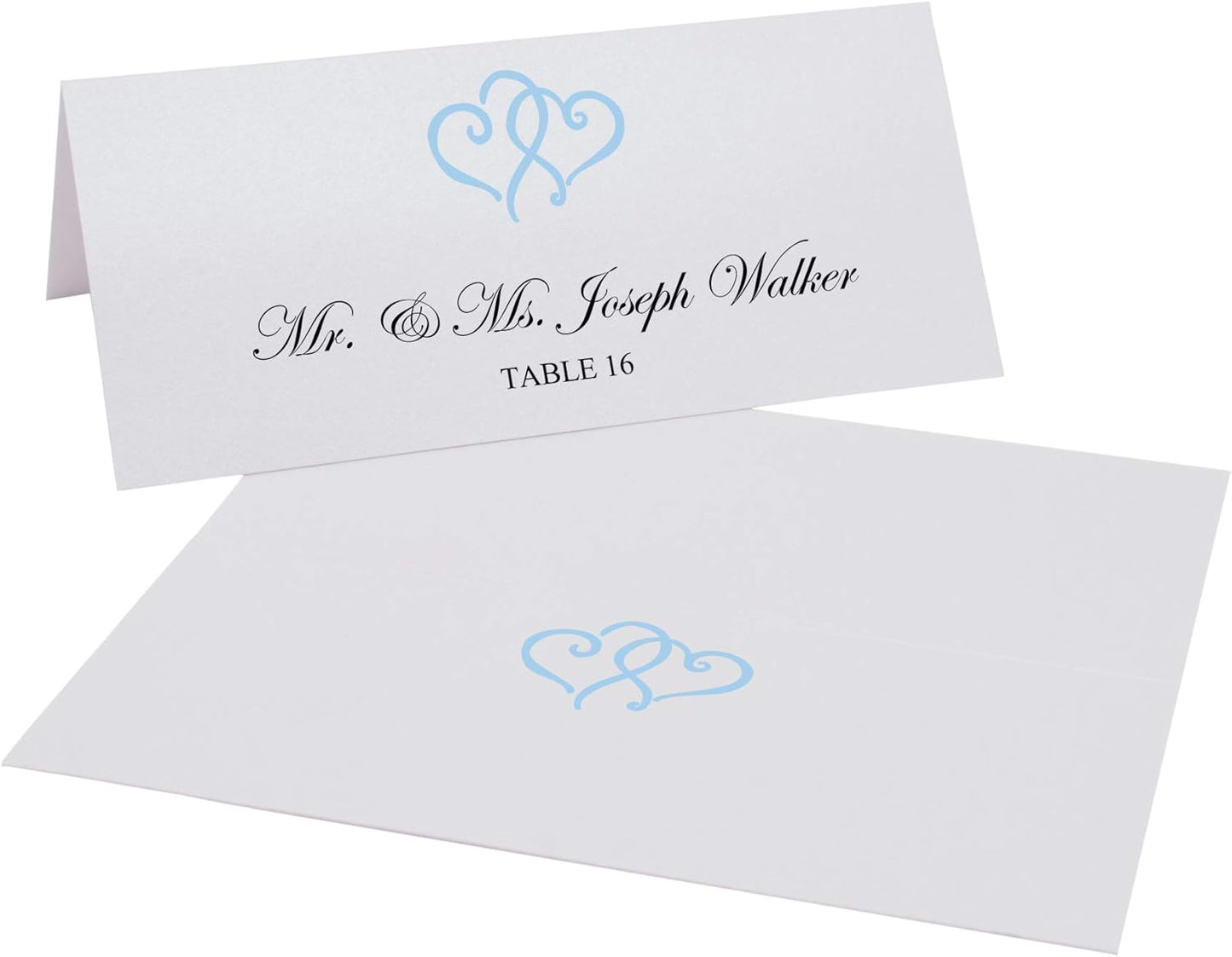 Linked Hearts Printable Place Cards, Light Blue (Choose Color), Set of 60 (10 Sheets), Laser & Inkjet Printers - Wedding, Party, Dinner, and Special Events - Made in the USA