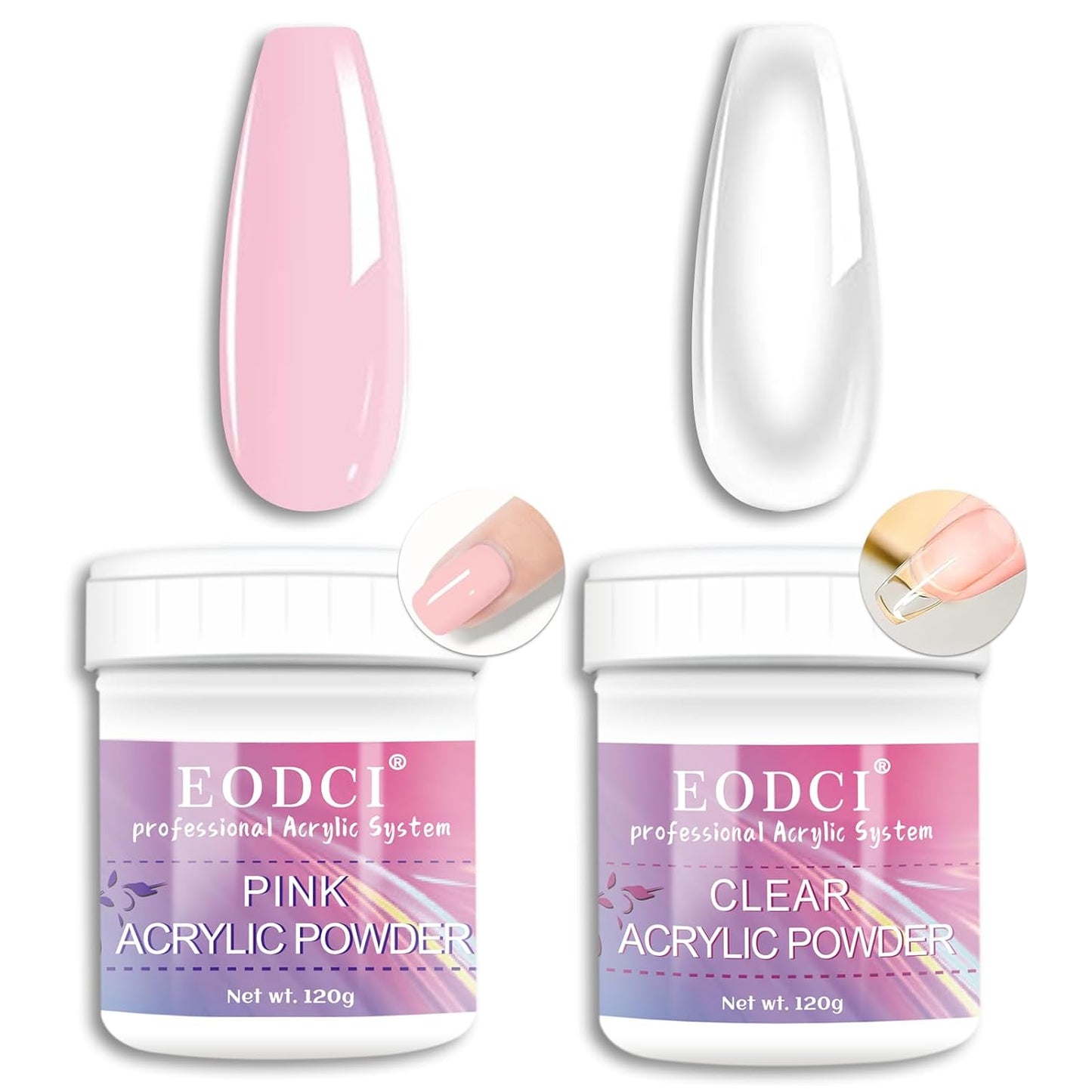 Clear/PInk Acrylic Nail Powder, 2Pcs Professional 120g Acrylic Nail Powder Polymer for 3D French Nail Manicure Extension Nail Carving Large Capacity Acrylic 8oz