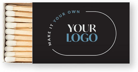 Weddingstar Matchboxes with Custom Printed Stickers for Corporate Gift - Your Business Logo - Pack of 50 Black
