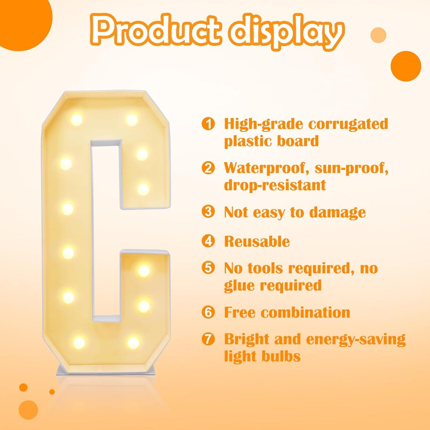 4ft Marquee for Letters C, Large Light up Letters, Multifunctional Large Marquee for Letters 4 Feet Tall for Party Decorations, Letter Balloons, Wedding Decor, Proposal Decorations (Letters C)