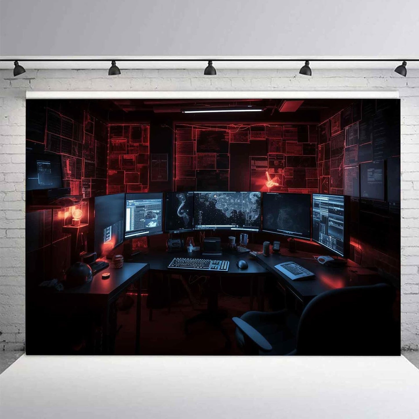 Computer Photo Backdrop Computers Hacker Room Background for Photography Party Room Decorations Photo Booth Props Supplies YUNBSJ007