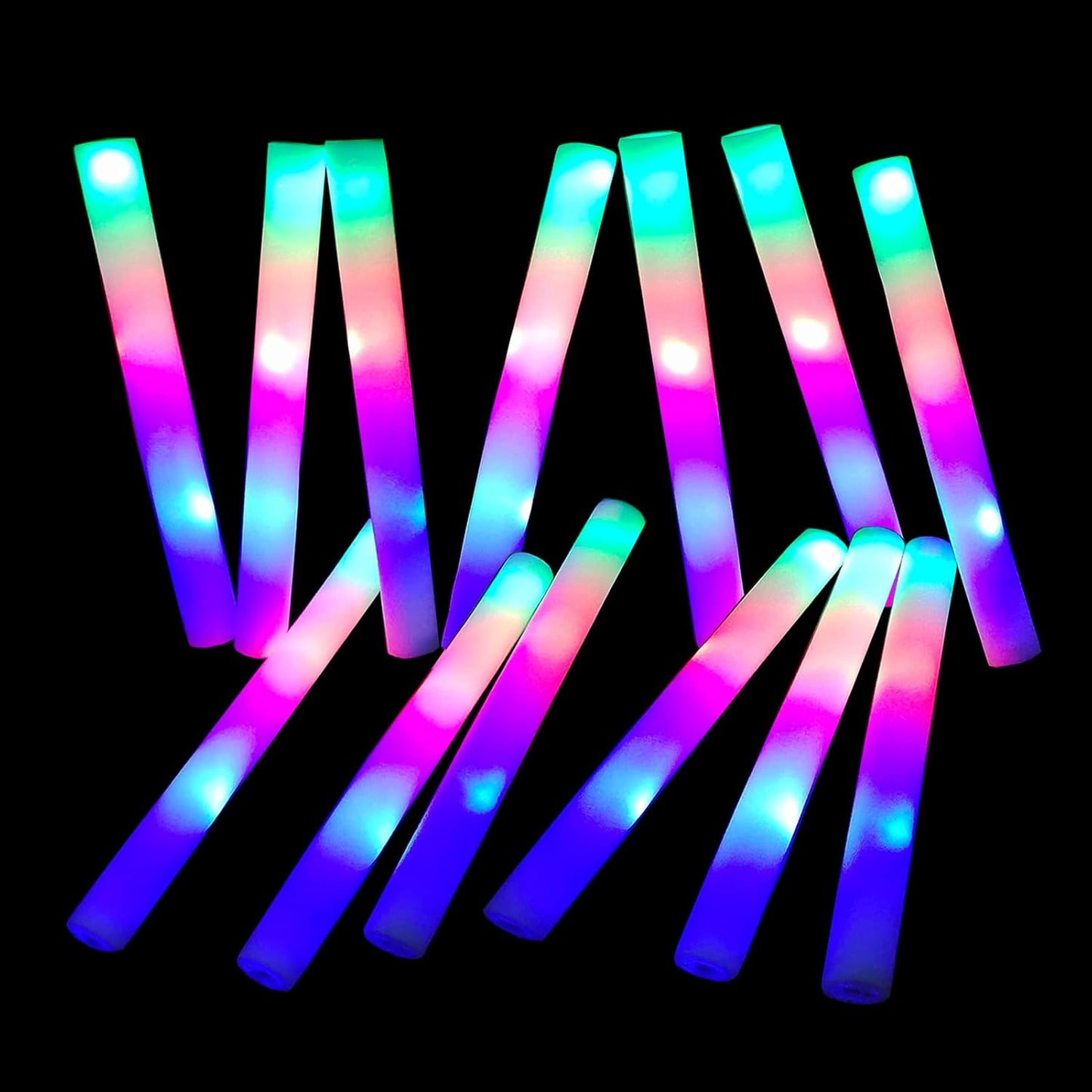 Foam Glow Sticks-192 PCS Light up Sticks Party Favor Glow in The Dark Party Supplies with 3 Modes Colorful Flashing Light Up Toys for Party Wedding Birthday Concert Halloween Christmas