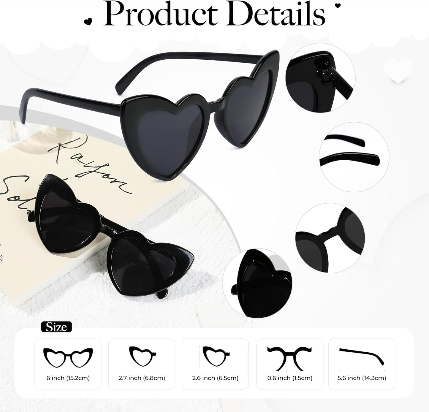 YOGFIT Heart Sunglasses for Women Fashion Classic Love Eye Protection Sunglasses Vintage Cute Heart Sunglasses