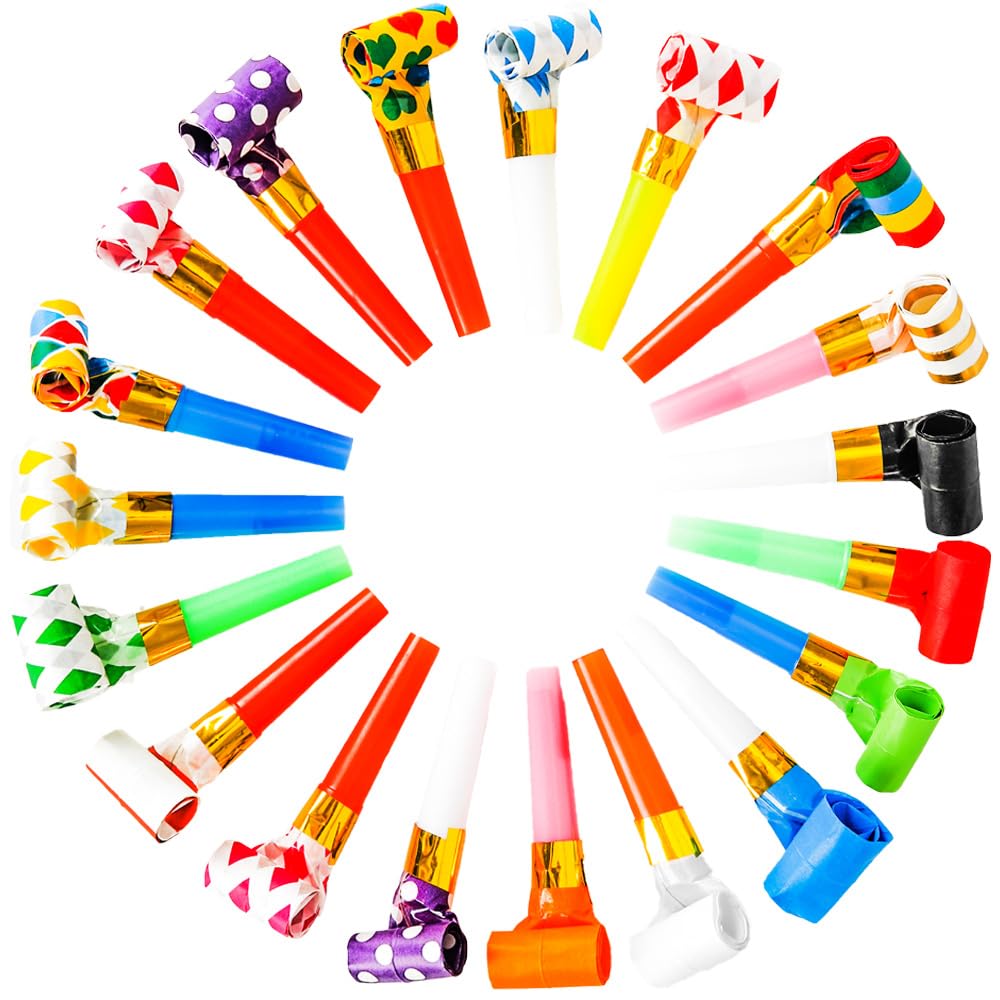 Chshhuao 50 Pcs Funny Blowouts Blow Horns Birthday Party Whistles New Years Party Favors