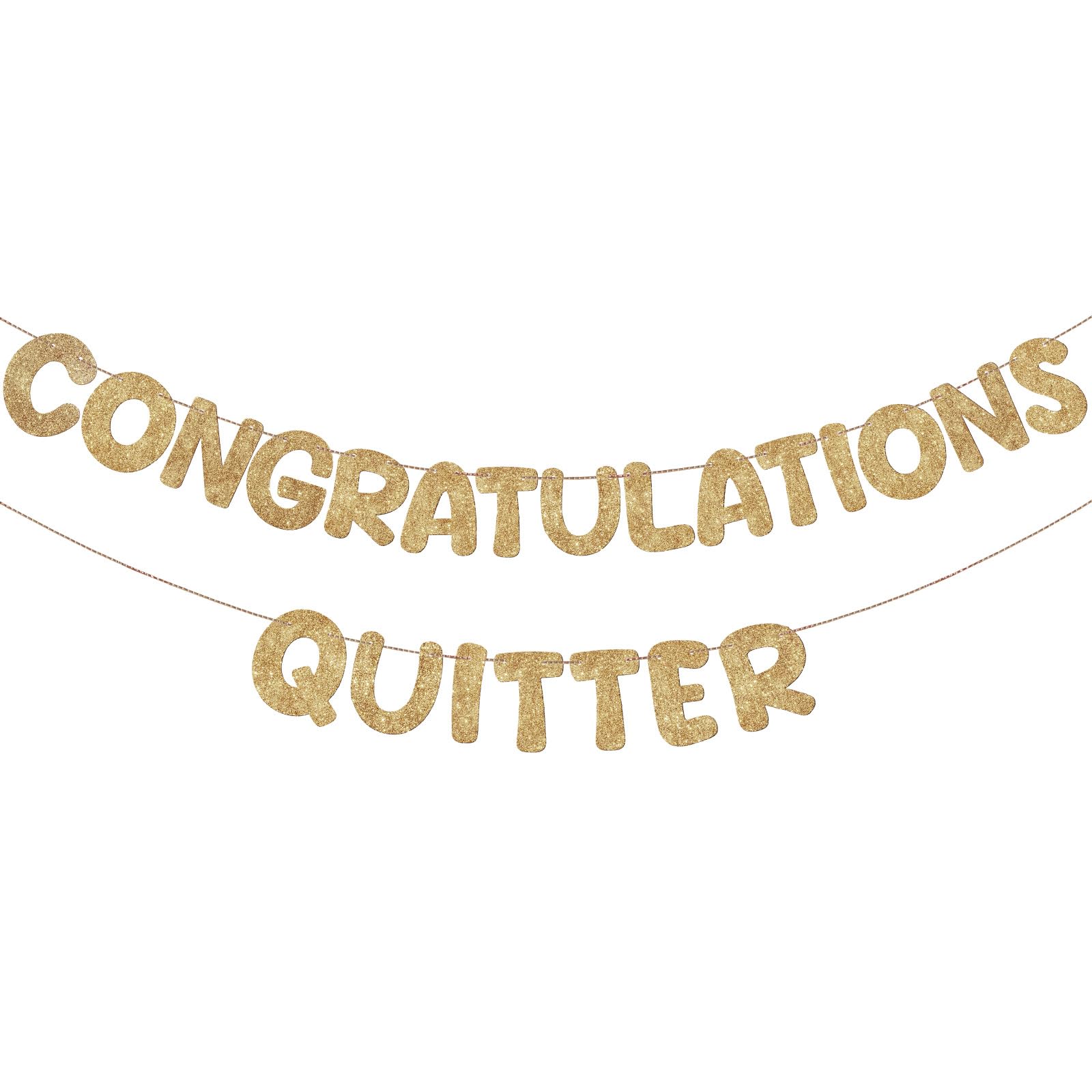 Fulmoon Congratulations Quitter Retirement Banner Glitter,Champagne Gold