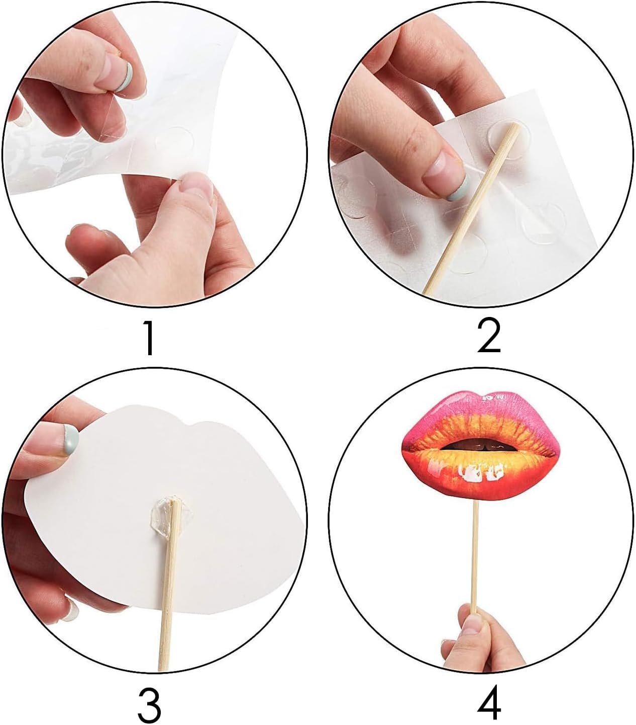 40pcs Party Photo Booth Props, Funny Lips Mouth Selfie Props Accessories with Stick for Halloween Birthday Wedding Graduation Supplies Decoration