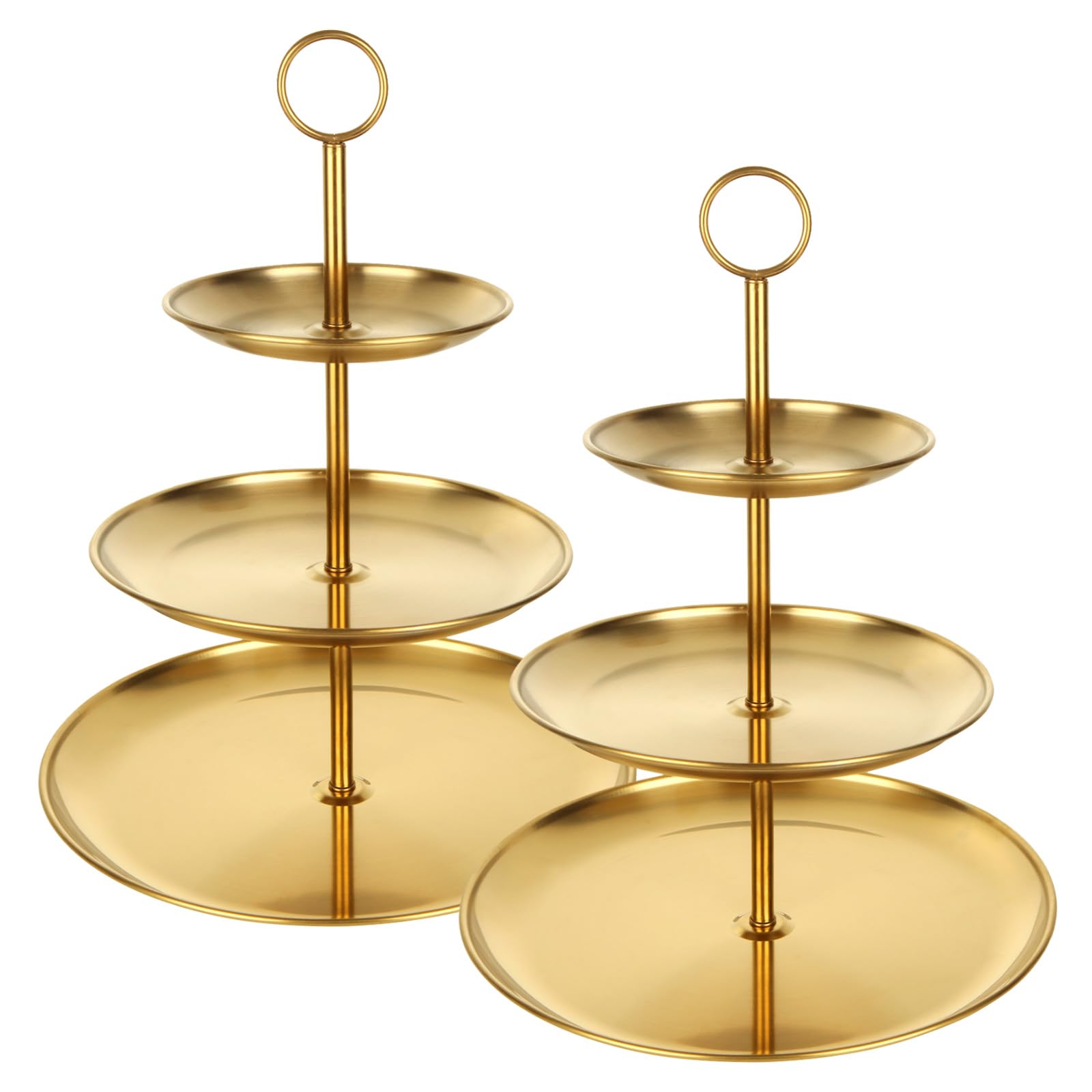 QTLCOHD 2 Pcs 3 Tier Stainless Steel Cupcake Stand