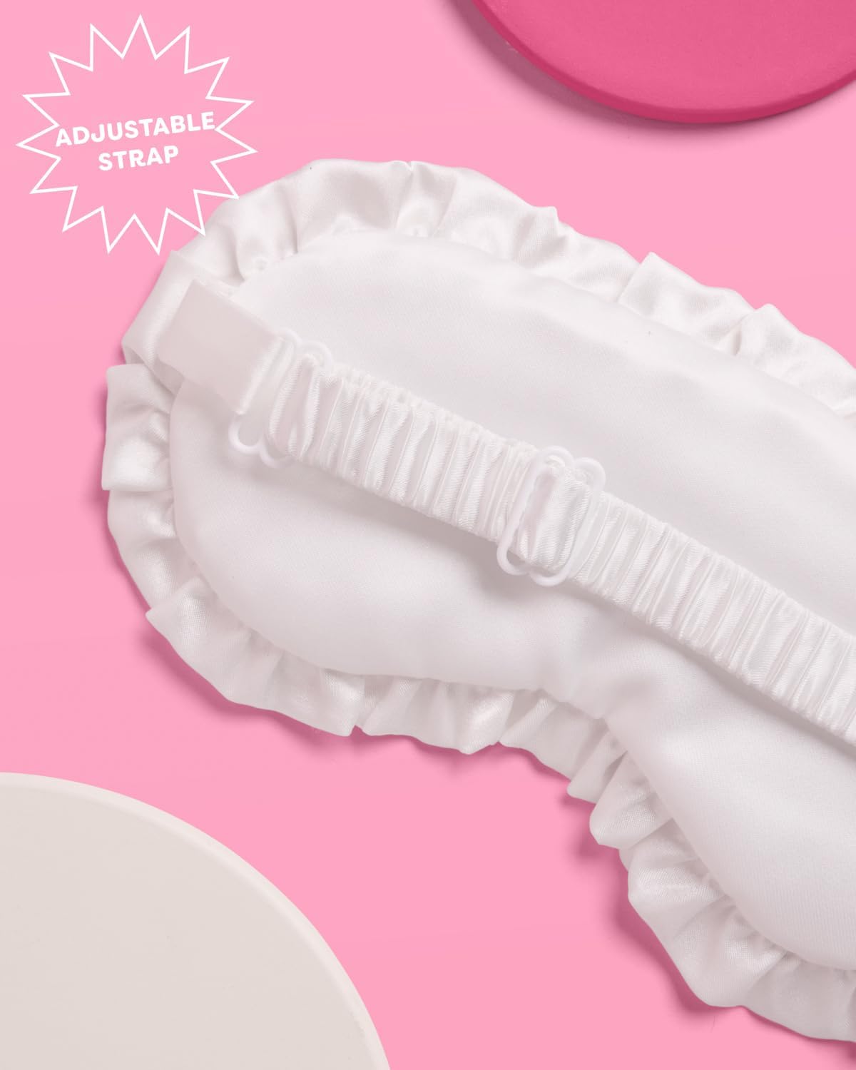 xo, Fetti Ruffled Bride Sleep Mask, White Satin + Blue Embroidery | Bachelorette Party Decorations, Bridal Shower Accessory, Bride to Be Party Favor, Bridesmaid Gift