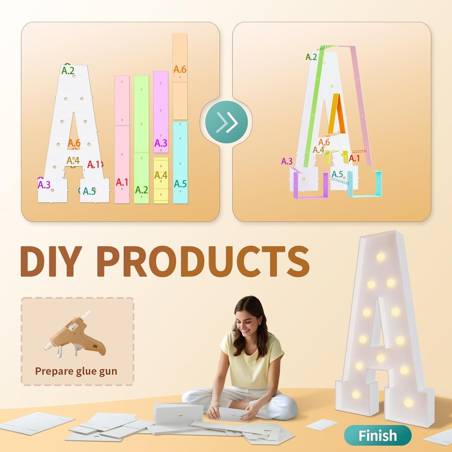 imprsv 4FT Marquee Letters Large Light Up Letters for Birthday Party Decor Wedding Decorations, Marquee V for Party Decoration Large Signs Arch Kit Decorations