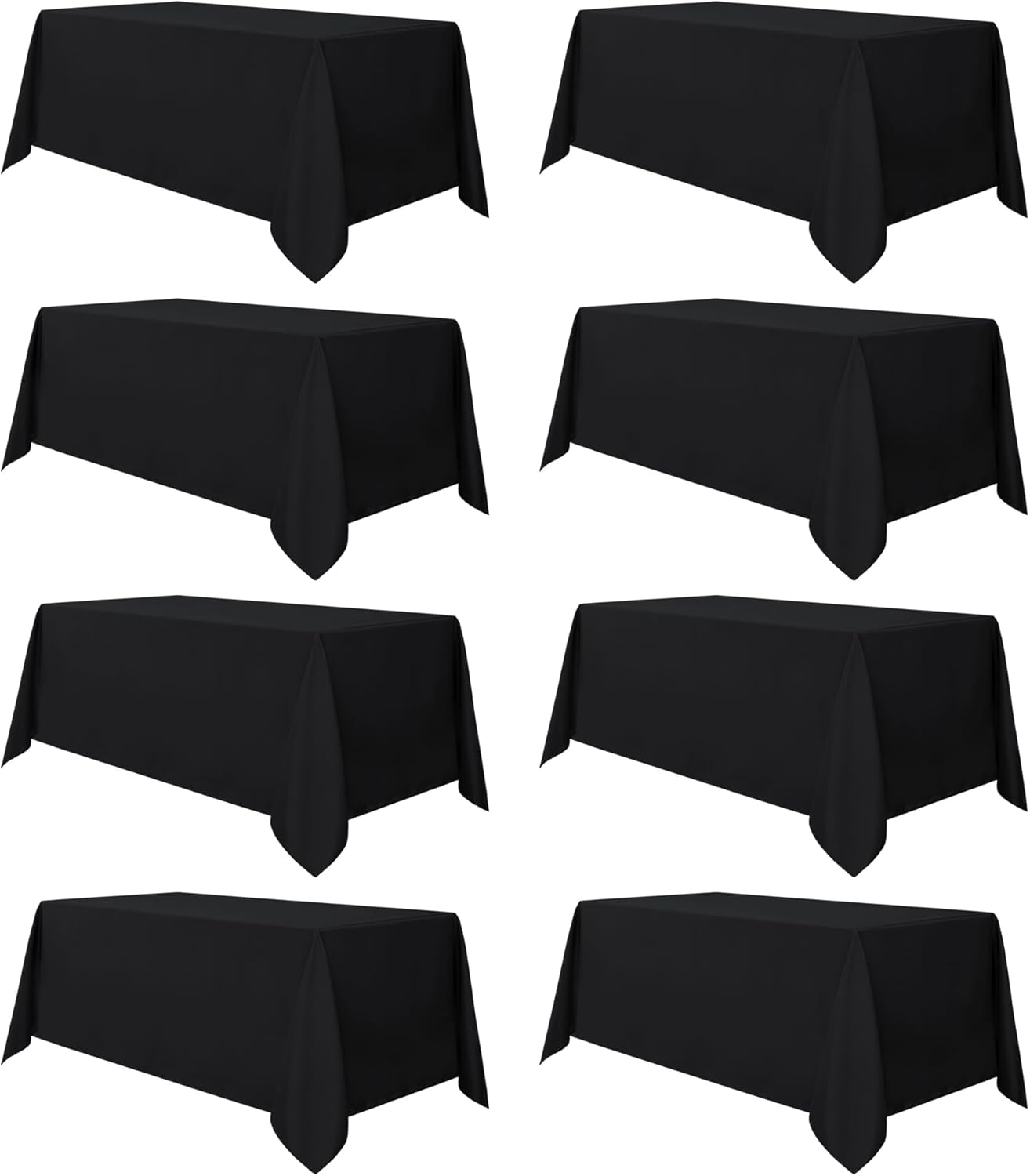 sancua 8 Pack Black Tablecloth 90 x 132 Inch - Rectangle Table Cloth for 6 Feet Tables Stain and Wrinkle Resistant Washable Polyester Table Cover for Dining Wedding Banquet Party Buffet Restaurant